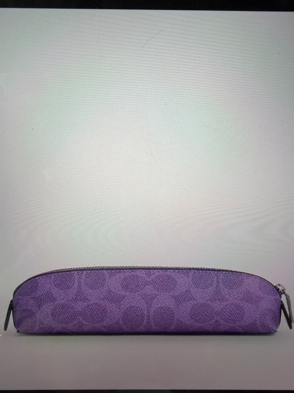 💜✏️💜 COACH PENCIL CASE IN SIGNATURE CANVAS 💜✏️💜 SILVER/IRIS 💜✏️💜 NWT 💜✏️💜